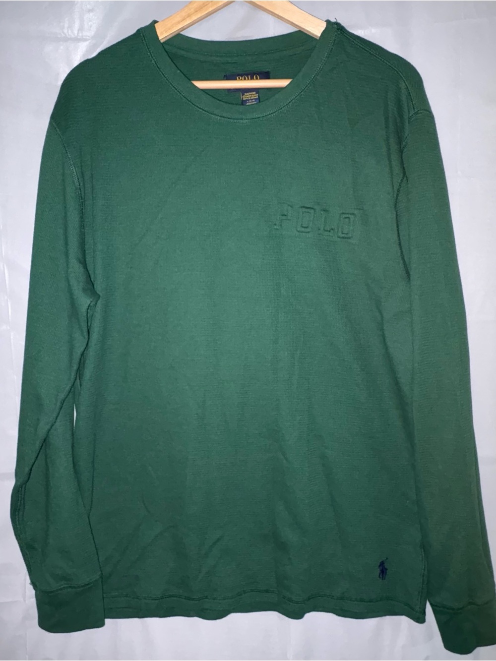 Polo Ralph Lauren Men Size Large Forest Green Waffle Knit Sleepwear Thermal Top